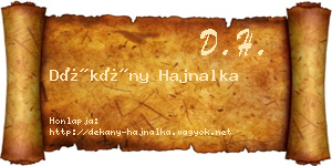 Dékány Hajnalka névjegykártya